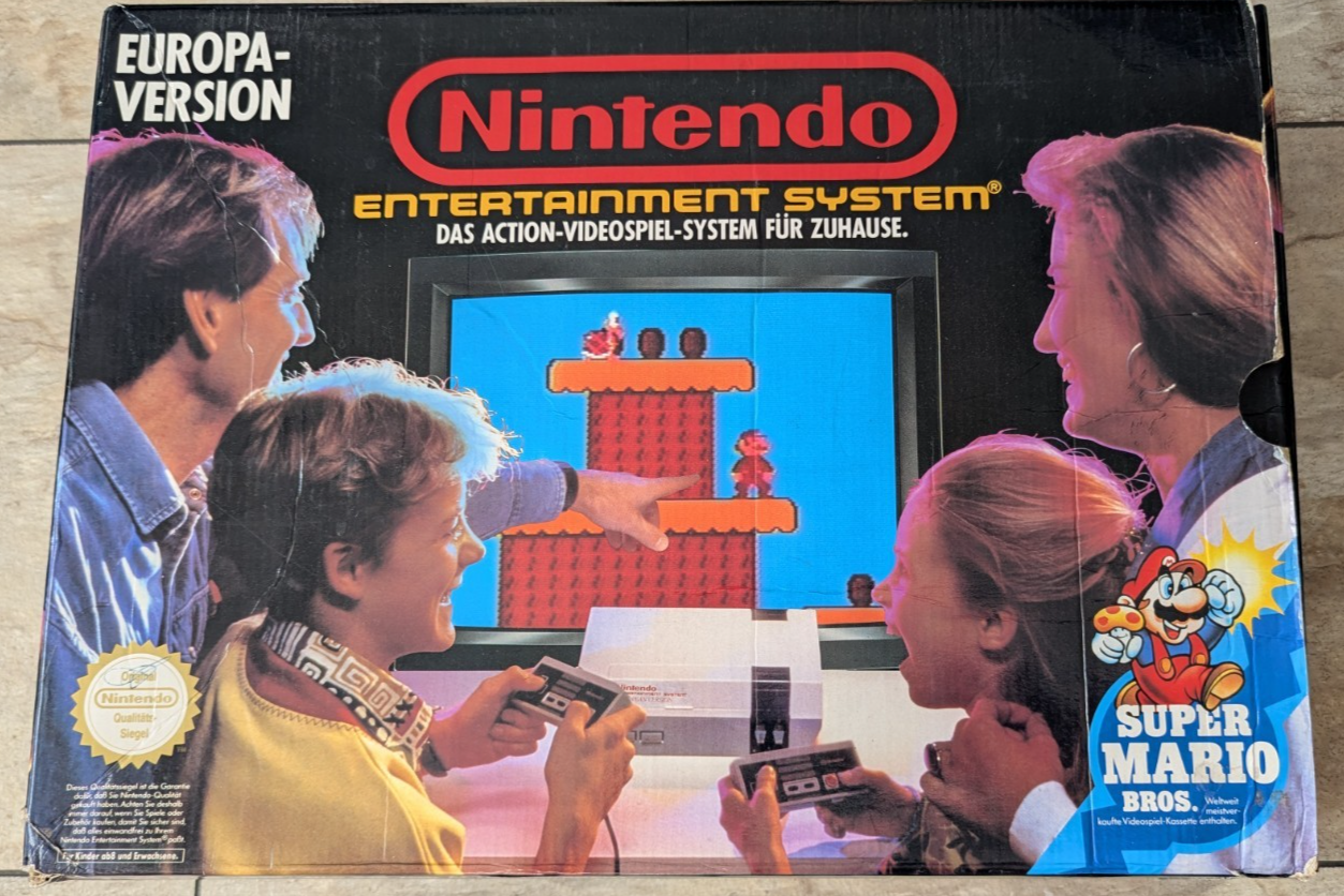 Das Nintendo Entertainment System (NES) als Mario Bros. Bundle in der Europa-Version.